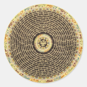 Tibetan Mandala Art (Black & Gold) Classic Round Sticker