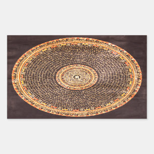 Tibetan Mandala Art (Gold & Black) Rectangular Sticker
