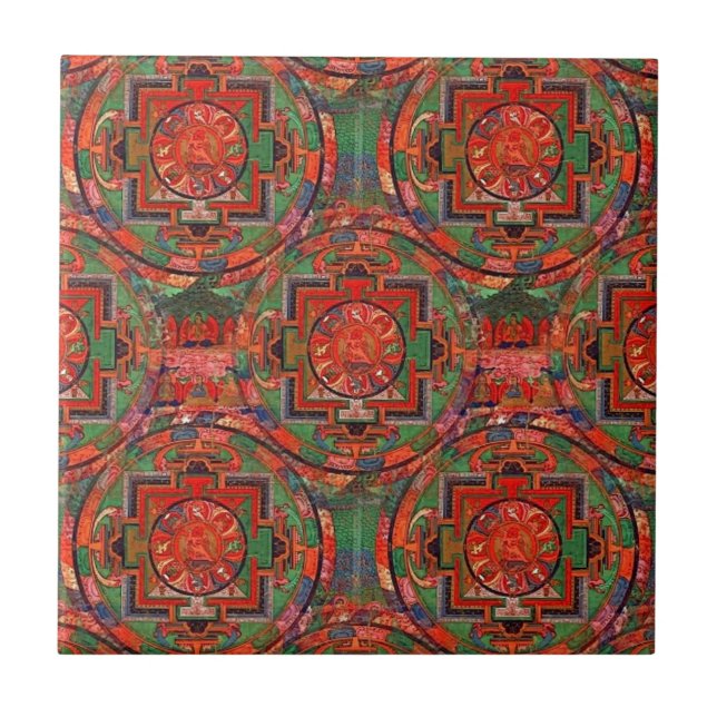 Tibetan Mandala Ceramic Tile (Front)