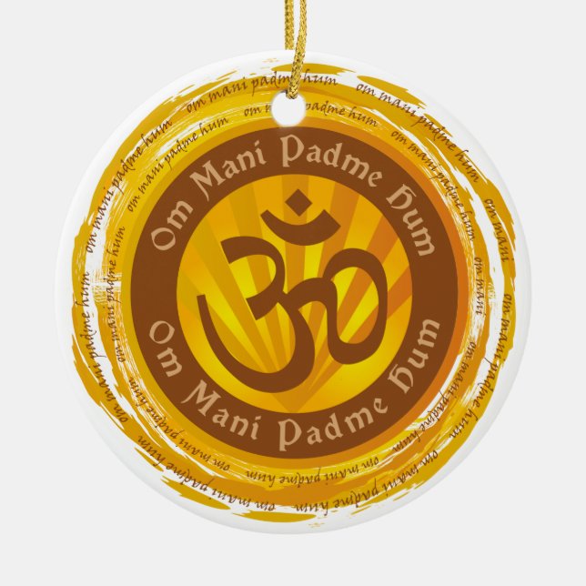 Tibetan Mantra Aum Symbol Ceramic Ornament (Front)