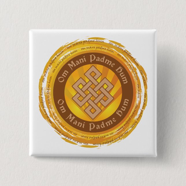 Tibetan Mantra Endless Knot Button (Front)