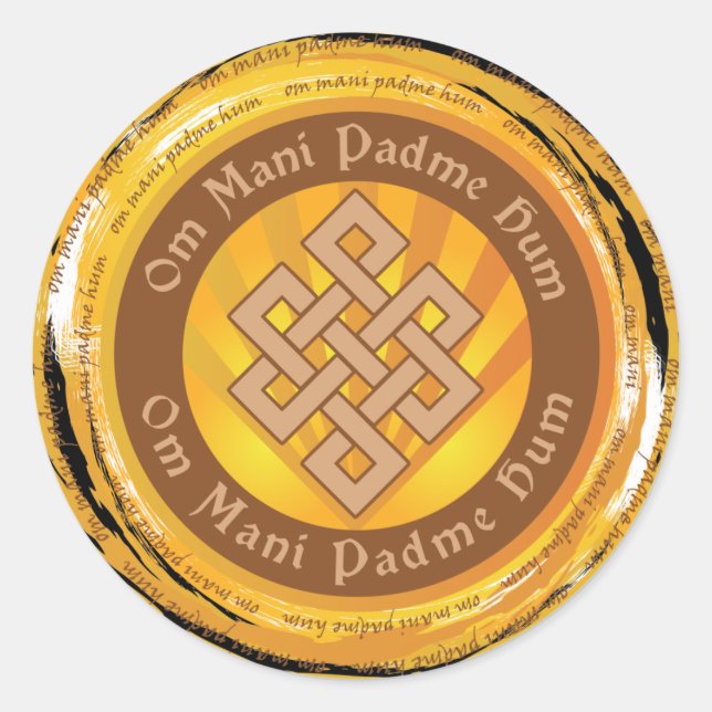 Tibetan Mantra Endless Knot Classic Round Sticker (Front)