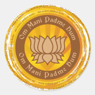 Tibetan Mantra Lotus Flower Classic Round Sticker