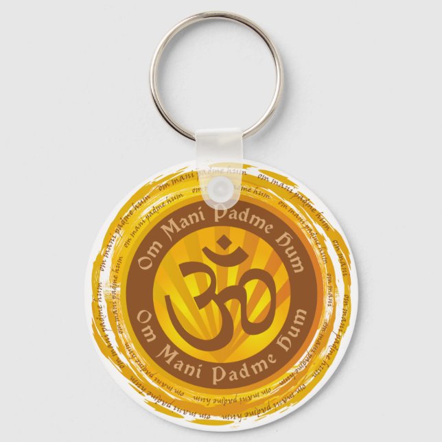 Tibetan Mantra with Aum Symbol Keychain (Front)