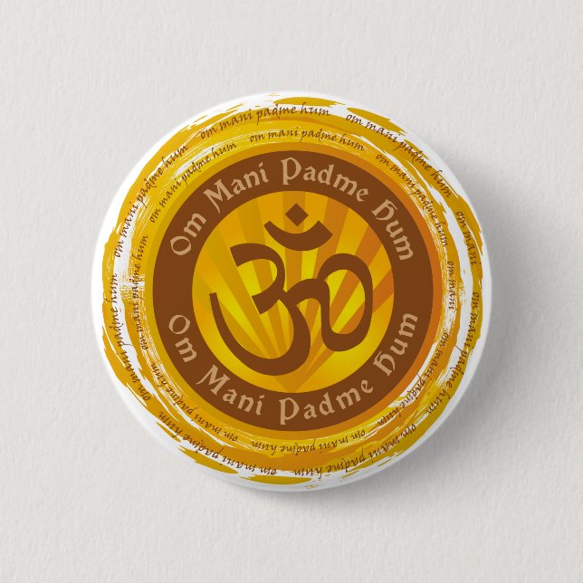 Tibetan Mantra with Aum Symbol Pinback Button (Front)