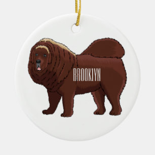 Tibetan Mastiff dog cartoon illustration Ceramic Ornament