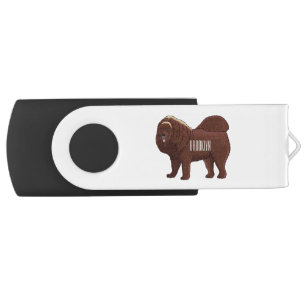 Tibetan Mastiff dog cartoon illustration Flash Drive