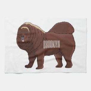 Tibetan Mastiff dog cartoon illustration Kitchen Towel