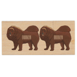 Tibetan Mastiff dog cartoon illustration  Wood Flash Drive