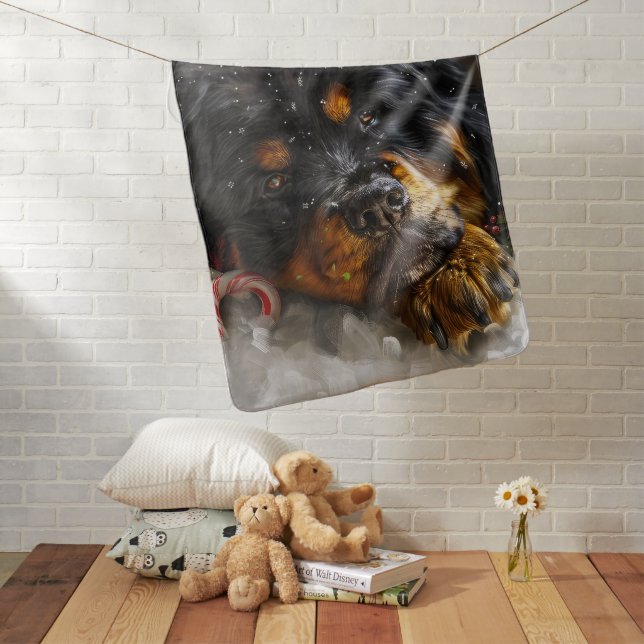 Tibetan Mastiff Dog Christmas Festive  Baby Blanket (In Situ)
