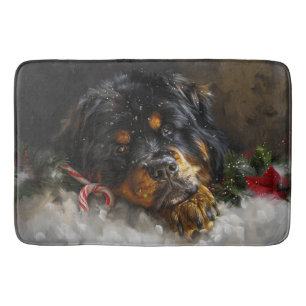 Tibetan Mastiff Dog Christmas Festive Bath Mat