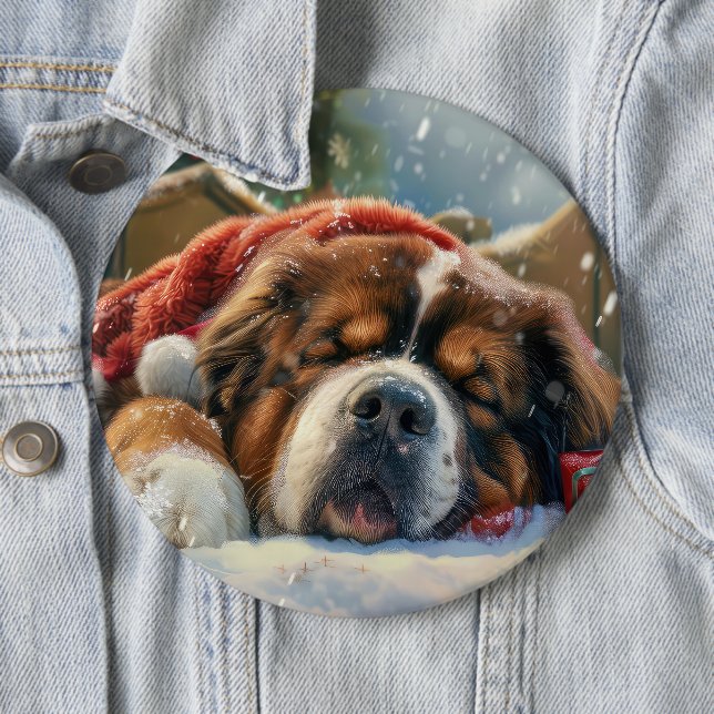 Tibetan Mastiff Dog Christmas Festive  Button (In Situ)