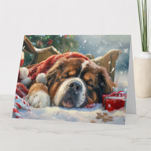 Tibetan Mastiff Dog Christmas Festive  Card (Front)