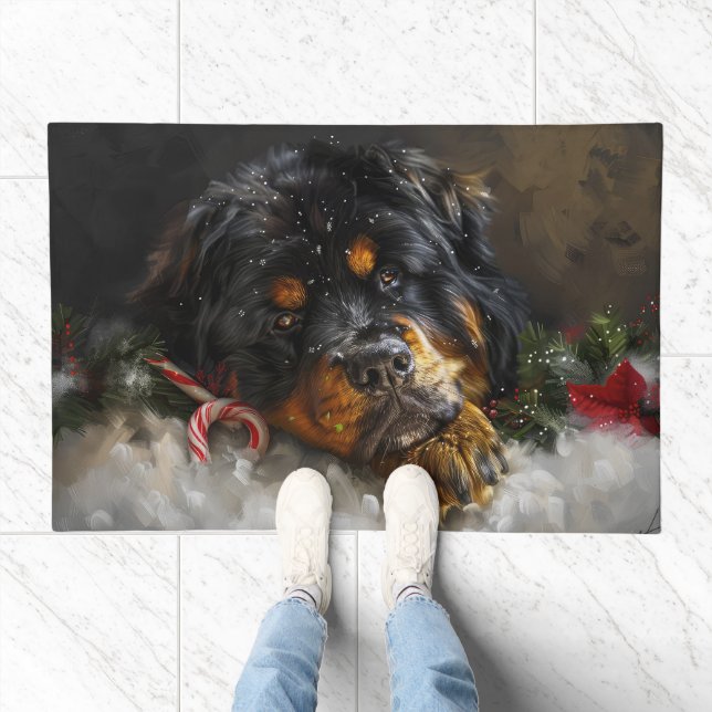 Tibetan Mastiff Dog Christmas Festive  Doormat (Indoor)