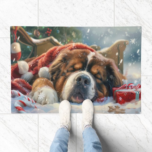 Tibetan Mastiff Dog Christmas Festive  Doormat (Indoor)