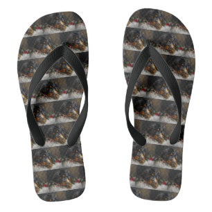 Tibetan Mastiff Dog Christmas Festive Flip Flops