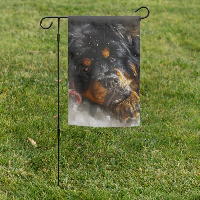Tibetan Mastiff Dog Christmas Festive  Garden Flag (In SItu)