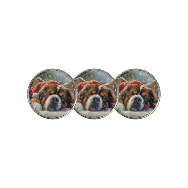 Tibetan Mastiff Dog Christmas Festive  Golf Ball Marker (3 Up)