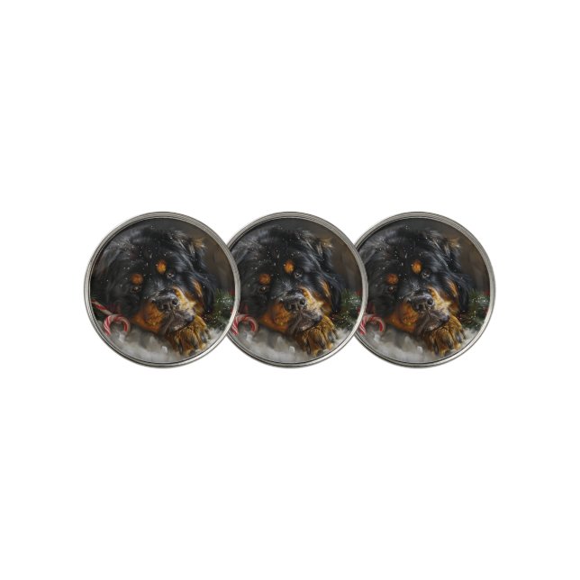 Tibetan Mastiff Dog Christmas Festive  Golf Ball Marker (3 Up)