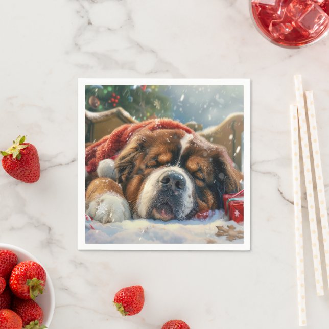 Tibetan Mastiff Dog Christmas Festive  Napkins (Insitu)