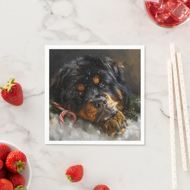 Tibetan Mastiff Dog Christmas Festive  Napkins (Insitu)