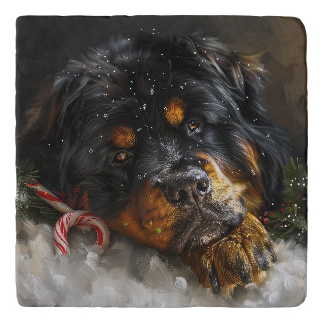 Tibetan Mastiff Dog Christmas Festive  Trivet (Front)
