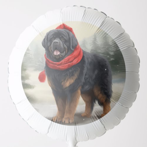 Tibetan Mastiff Dog in Snow Christmas  Balloon