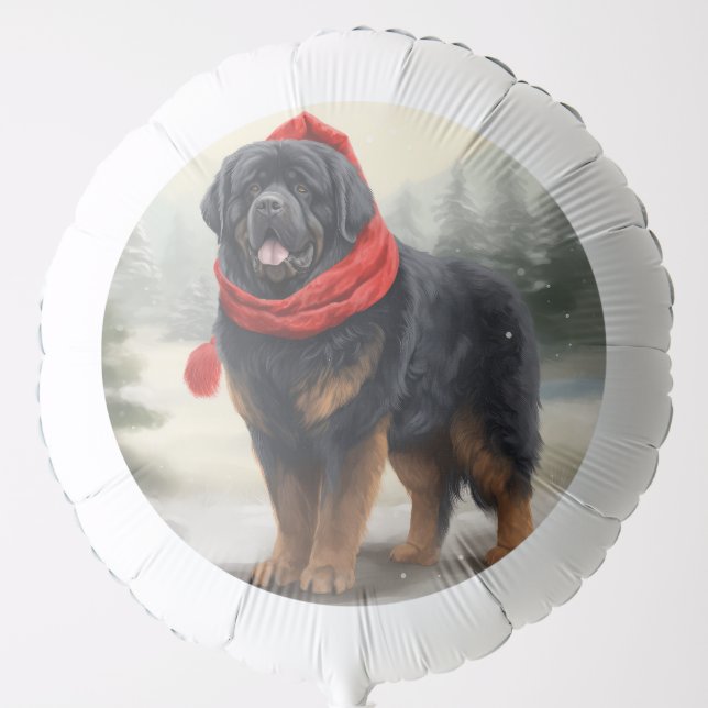 Tibetan Mastiff Dog in Snow Christmas  Balloon (Front)