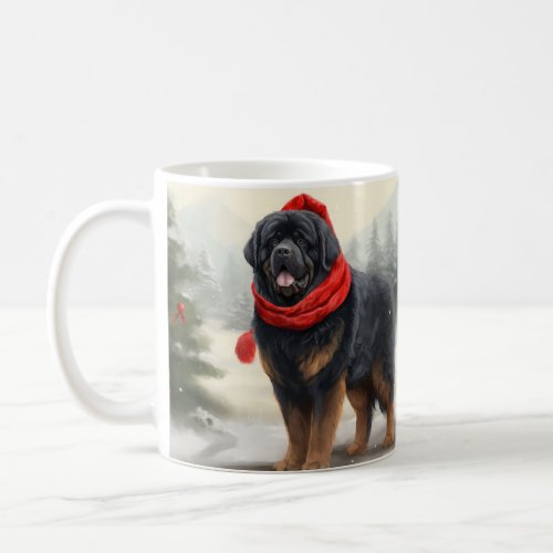 Tibetan Mastiff Dog in Snow Christmas  Coffee Mug