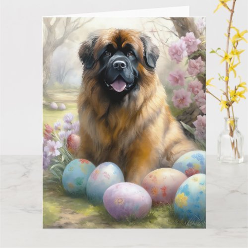 Tibetan Mastiff Dog with Easter Eggs Holiday  Card