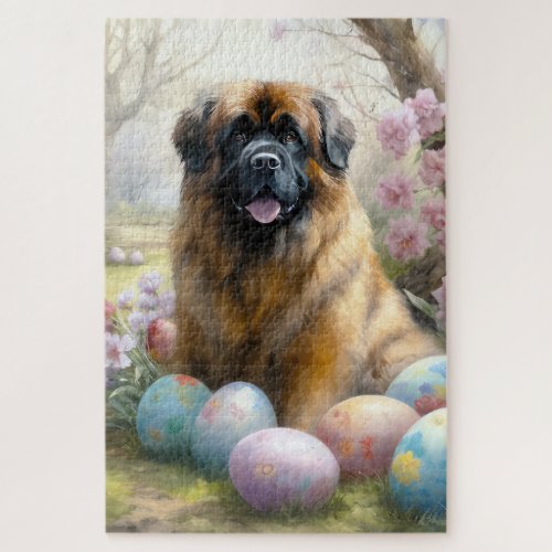 Tibetan Mastiff Dog with Easter Eggs Holiday  Jigsaw Puzzle