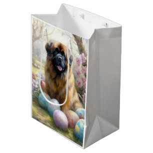 Tibetan Mastiff Dog with Easter Eggs Holiday Medium Gift Bag