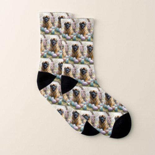 Tibetan Mastiff Dog with Easter Eggs Holiday  Socks