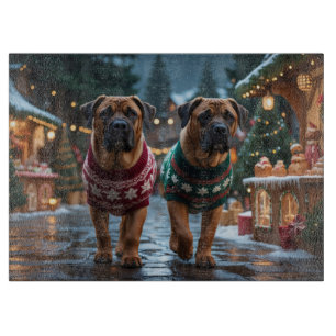 Tibetan Mastiff Dogs Christmas Snow Holiday Cutting Board
