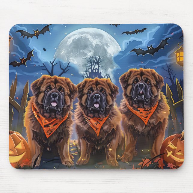 Tibetan Mastiff Halloween Spooky Mouse Pad (Front)