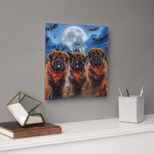 Tibetan Mastiff Halloween Spooky Square Wall Clock