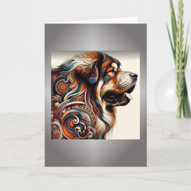 Tibetan Mastiff Head Folded Note Card (Front)