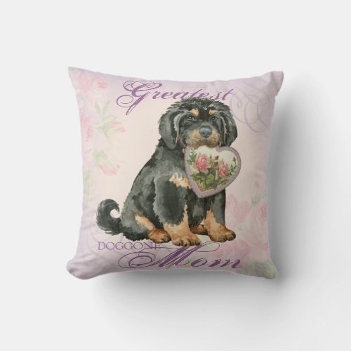 Tibetan Mastiff Heart Mom Throw Pillow