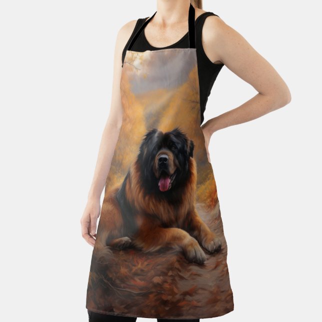 Tibetan Mastiff in Autumn Leaves Fall Inspire Apron (Insitu)