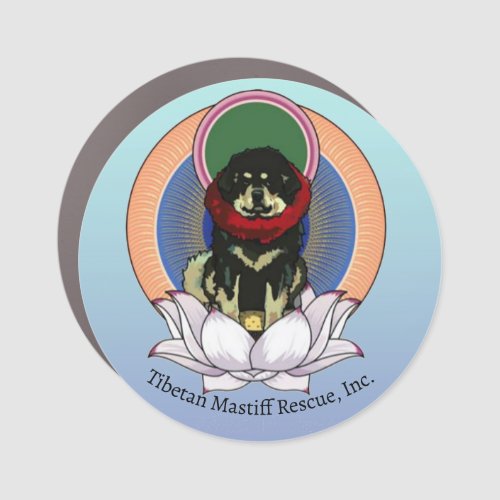 Tibetan Mastiff Lotus Flower Logo Round Car Magnet