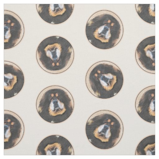 Tibetan Mastiff Painting Black and Tan Pet Dog Art Fabric