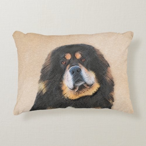 Tibetan Mastiff Painting _ Cute Original Dog Art Accent Pillow