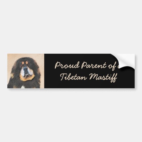 Tibetan Mastiff Painting _ Cute Original Dog Art Bumper Sticker