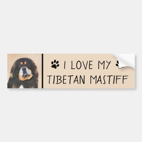 Tibetan Mastiff Painting _ Cute Original Dog Art Bumper Sticker