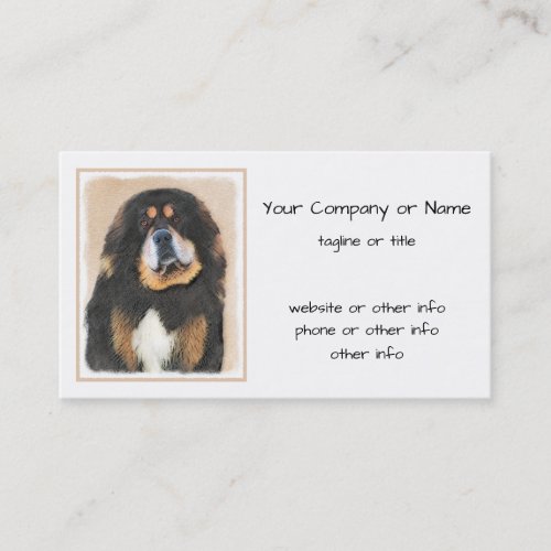 Tibetan Mastiff Painting _ Cute Original Dog Art Business Card