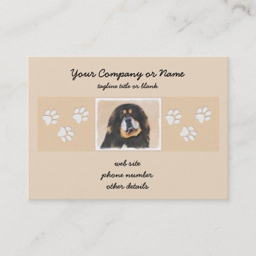 Tibetan Mastiff Painting _ Cute Original Dog Art Business Card