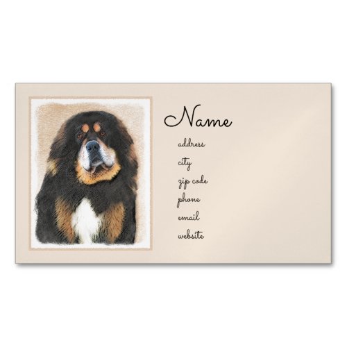 Tibetan Mastiff Painting _ Cute Original Dog Art Business Card Magnet