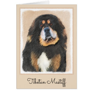 Tibetan Mastiff Painting - Cute Original Dog Art Cards