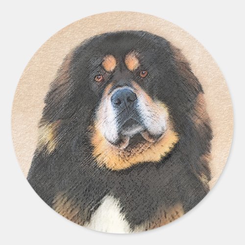 Tibetan Mastiff Painting _ Cute Original Dog Art Classic Round Sticker