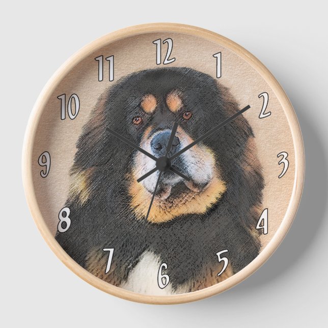 Tibetan Mastiff Painting - Cute Original Dog Art Clock (Front)